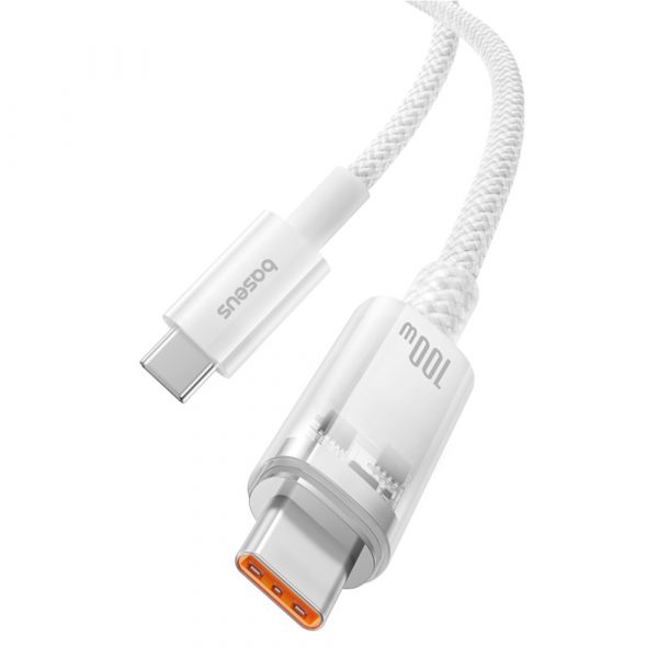 کابل شارژر Baseus سری Explorer مدل Fast Charging Cable With Smart Temperature Control Type-C to Type-C ظرفیت 5 آمپر طول 1m