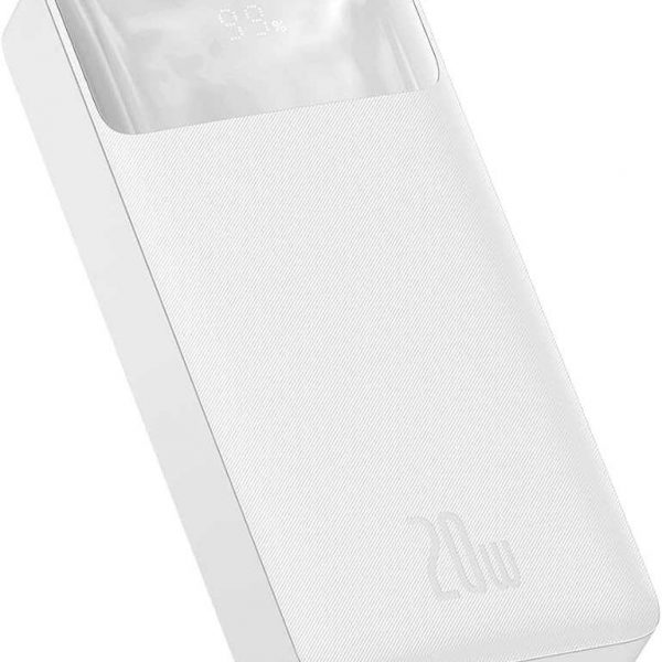 پاور بانک 20w وات Baseus مدل Bipow Digital Display PPBD20K ظرفیت 20000 میلی آمپر ساعت - سفید