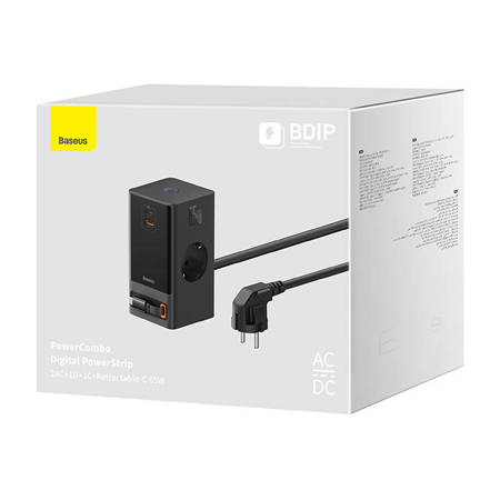 شارژر رومیزی 65 وات Baseus سری Digital Control Power Strip مدل CCGAN65-S2ACE