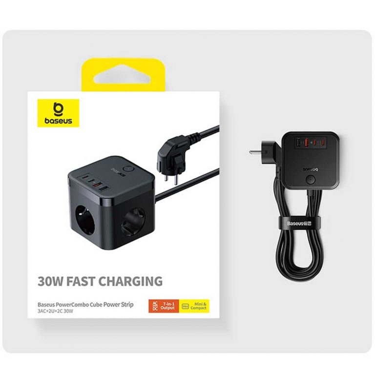 شارژر رومیزی و چند راهی برق بیسوس مدل PowerCombo BPS30-3E