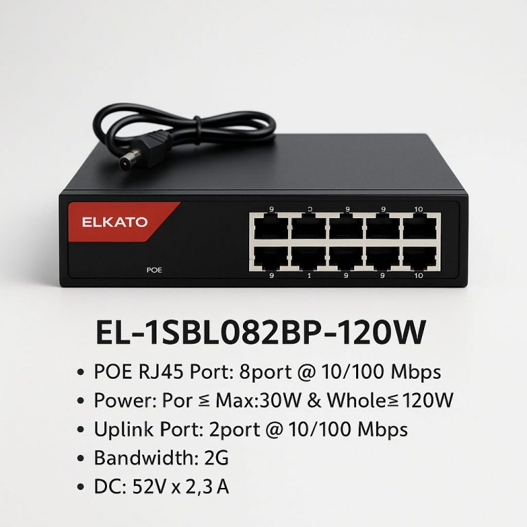 سوئیچ شبکه 8 پورت PoE اِلکاتو مدل Elkato EL-1SBL082BP-120W