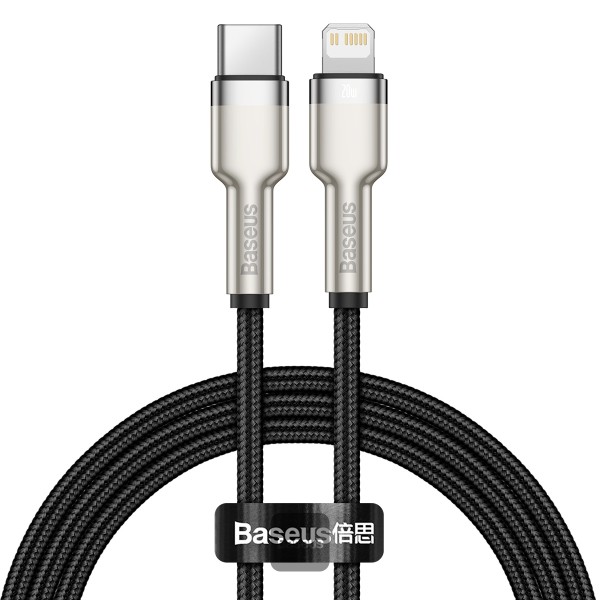 کابل شارژر 20 وات Baseus سری Cafule مدل Metal Data Cable Type-C to Lightning طول 1m